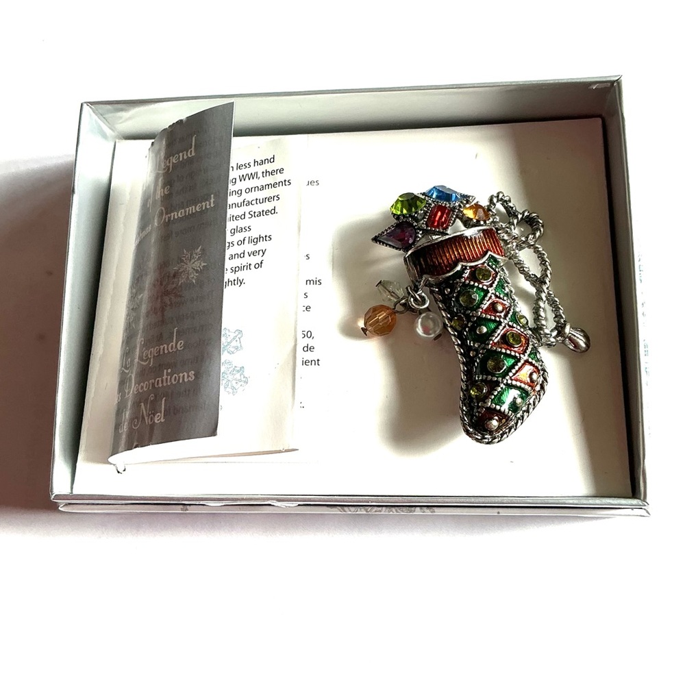 New Old Stock Colorful Bejeweled Stocking Brooch